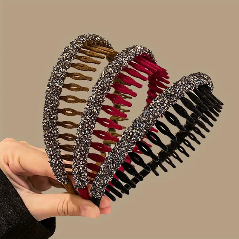 Women and Girls Sparkling Rhinestone Headband Vintage Plastic Hair Accessory