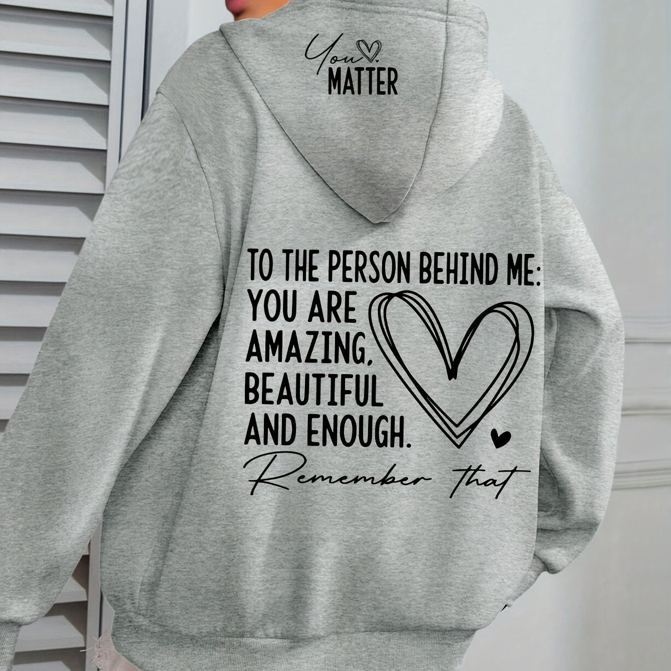Women's Plus Size Cozy Hoodie with Uplifting Message White Casual Pullover