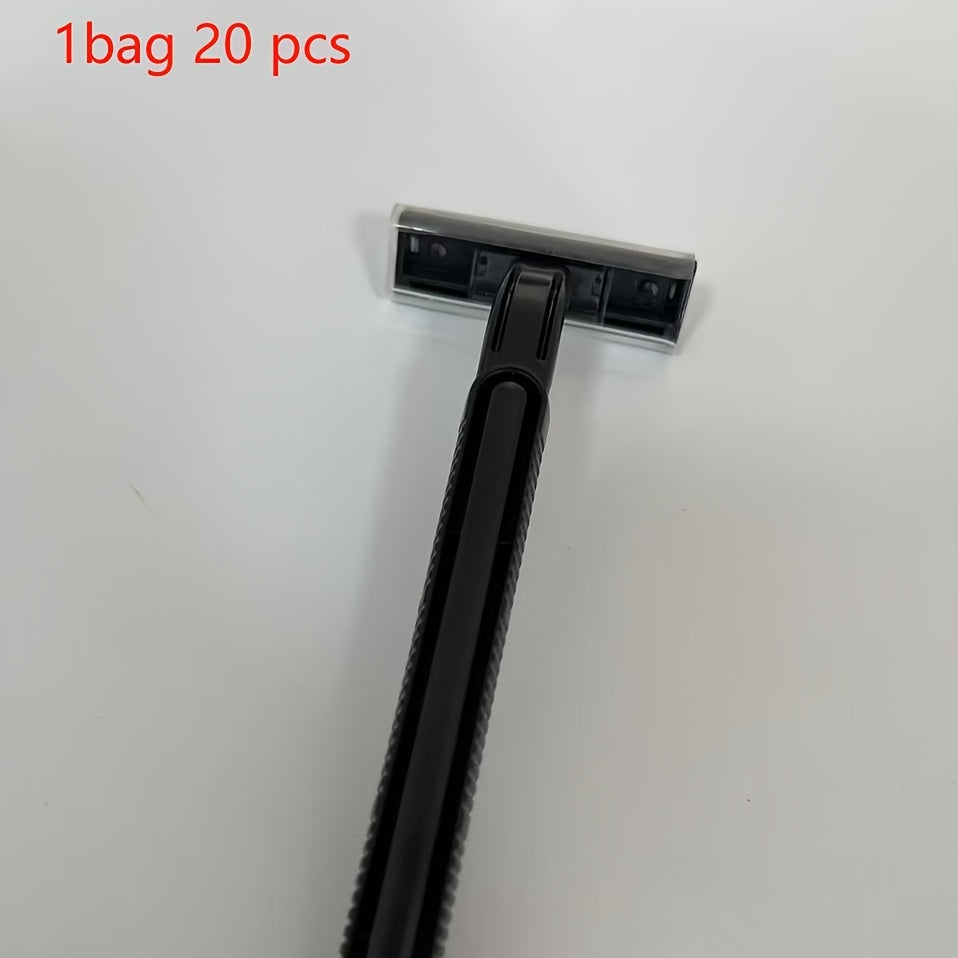 Maquinillas de afeitar desechables de doble hoja para hombres, pack de 10 o 20 con tira lubricante, azul y negro