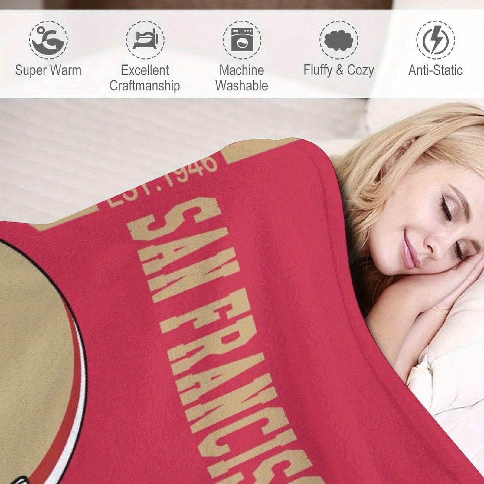Personalized San Francisco Football Hug Blanket Custom Name for Men Women Boys Sofa Bed Gift