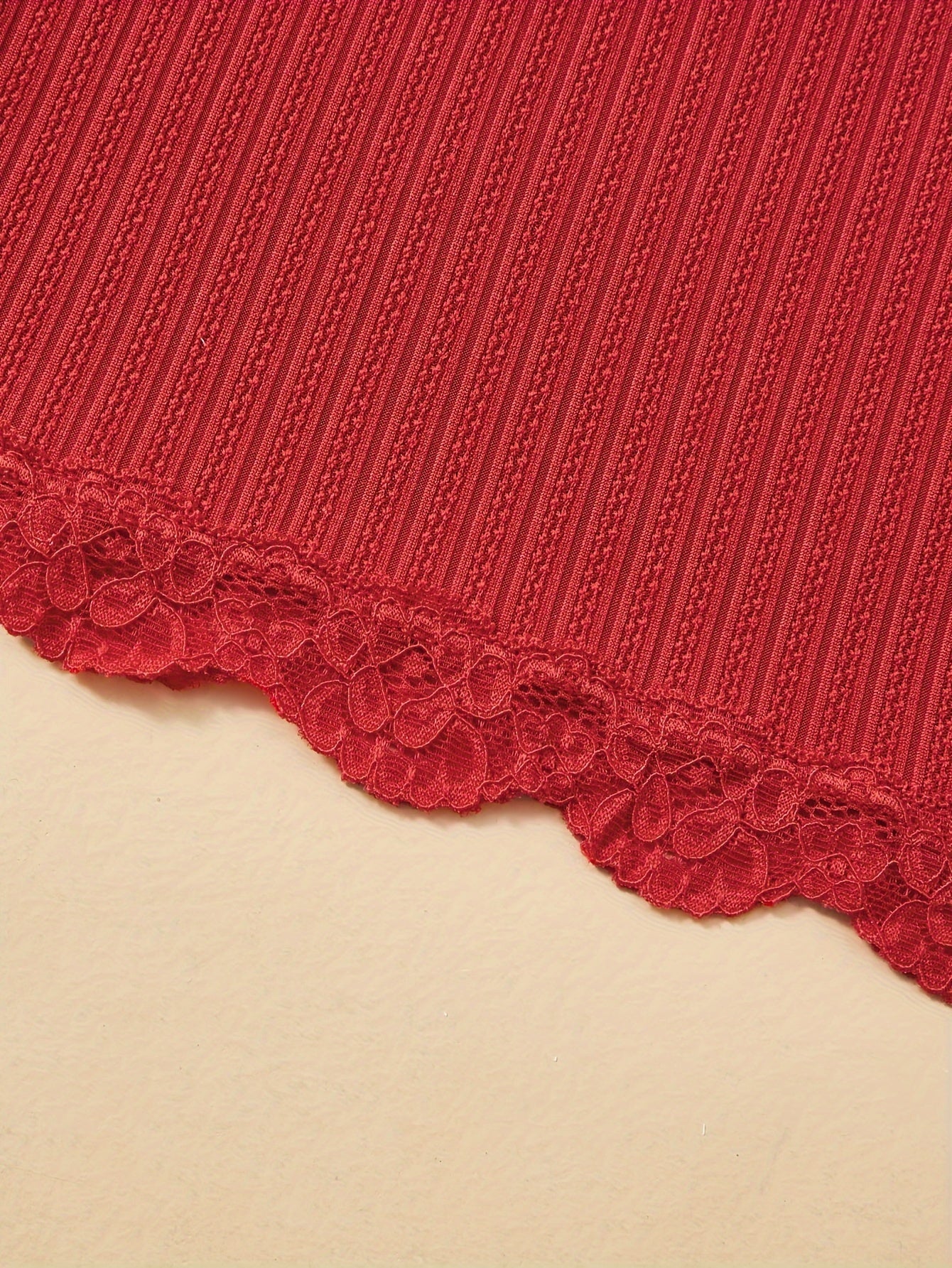 Women's Lace Trim Lounge Set V-Neck Cami Top and Elastic Waist Pants