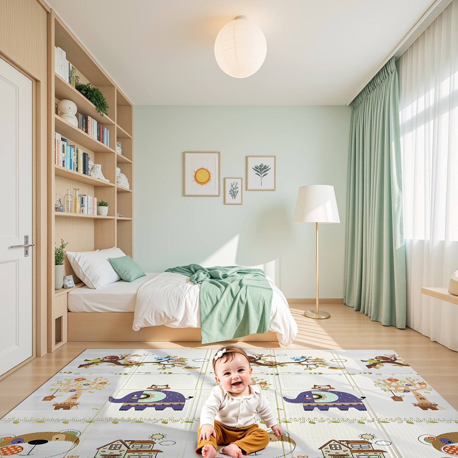 Waterproof Non-Slip Double-Sided Play Mat for Crawling and Learning with Travel Bag