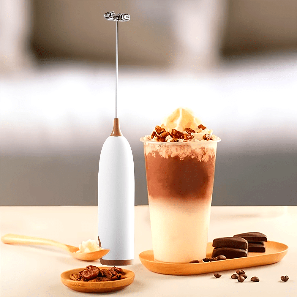 Handheld Electric Milk Frother Battery Powered Foam Maker Coffee Stirrer Plastic