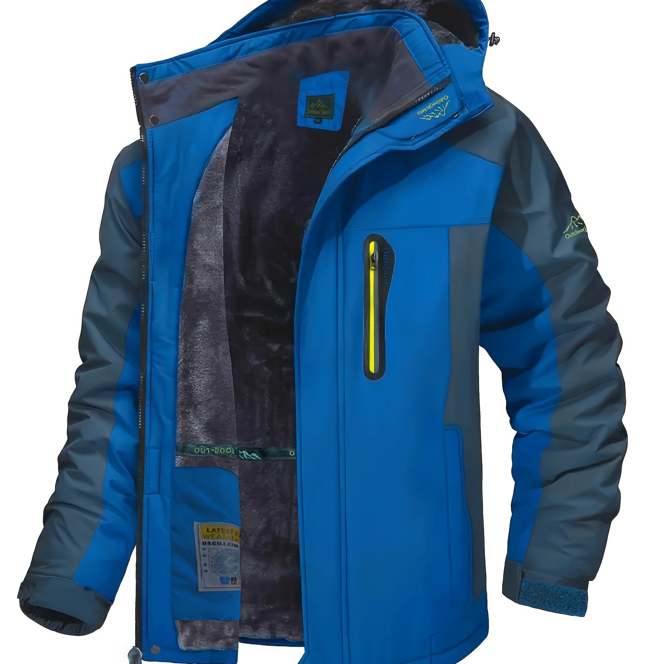 Men's Waterproof Hooded Jacket with Fleece Lining for Skiing Snowboarding Hiking