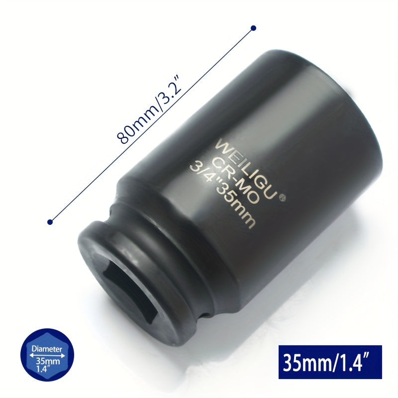 Тяжелая пневматическая головка-ключ 3/4 дюйма, средняя длина, хром-ванадий