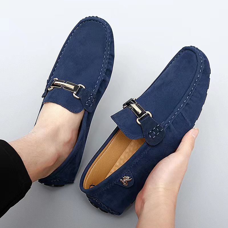 Men's Metallic Moccasin Loafers Non-Slip Slip-On Shoes for Spring and Summer
