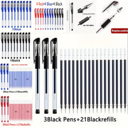 24 Ergonomic Glossy Gel Pens Set 0.5mm Fine Tip Black Blue Red for School Office
