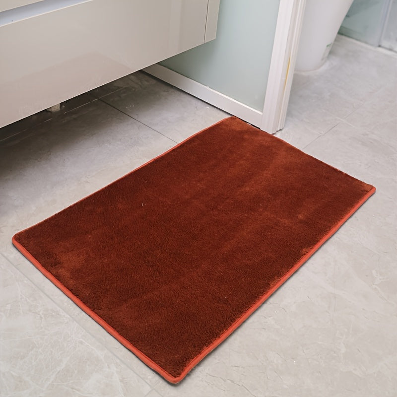 Oblong Bath Rug Non-Slip Quick-Dry Absorbent Polyester 1.8cm Thick