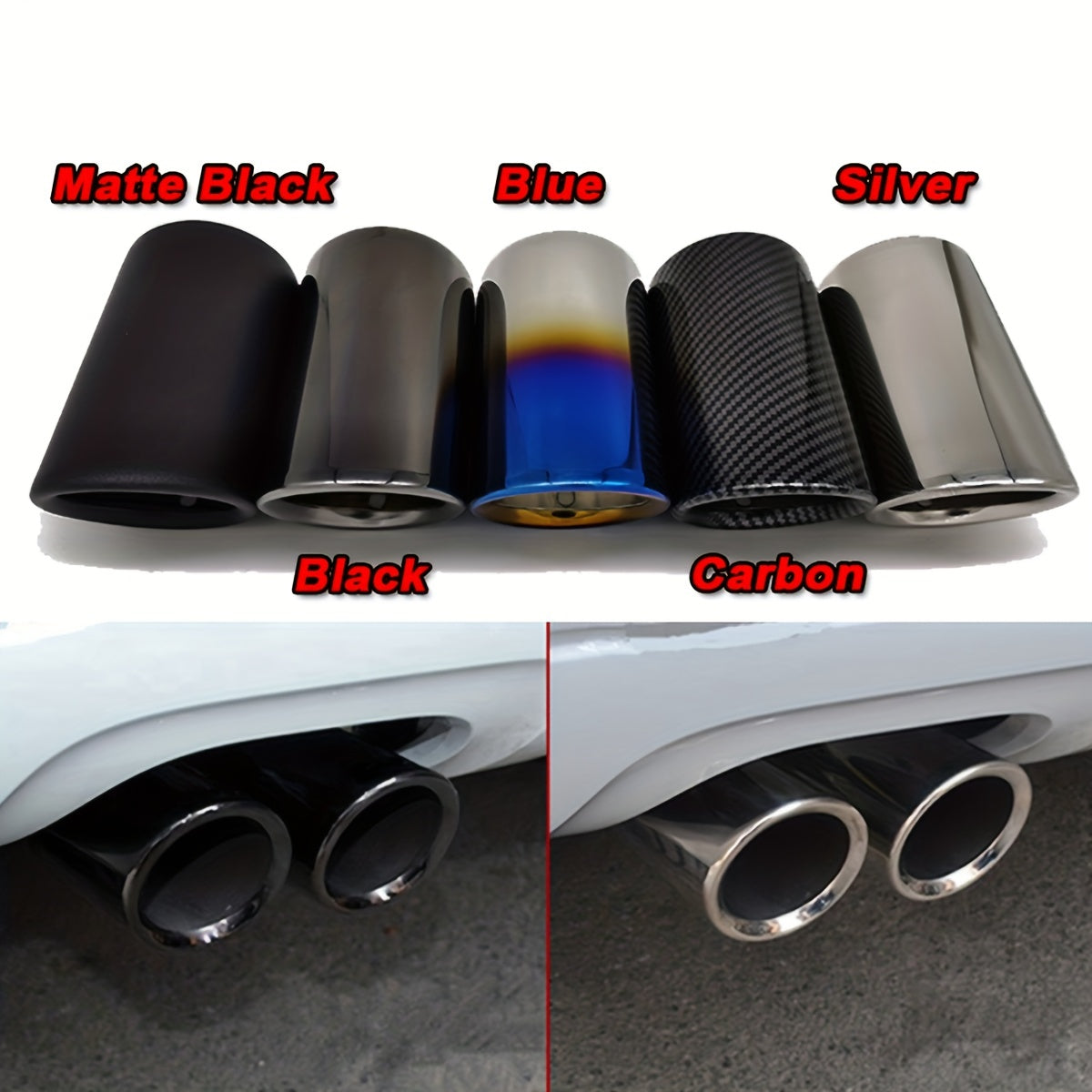 Stainless Steel Car Exhaust Pipe 2 Pcs 7cm Fit for Sedan SUV Replacement