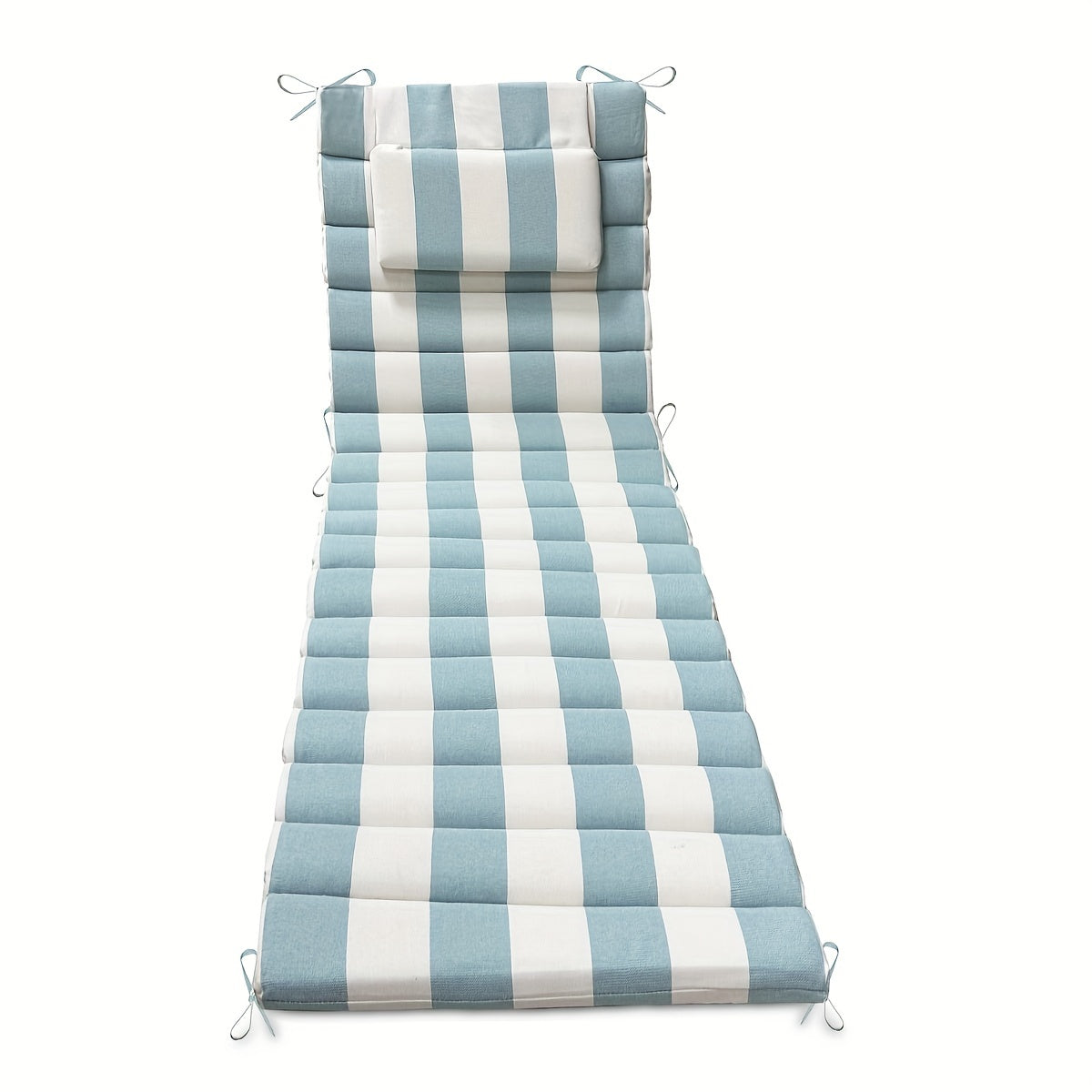 Outdoor Lounge Cushion Dark Blue 182.88cm x 53.34cm with Headrest and Straps for Patio Pool Chairs