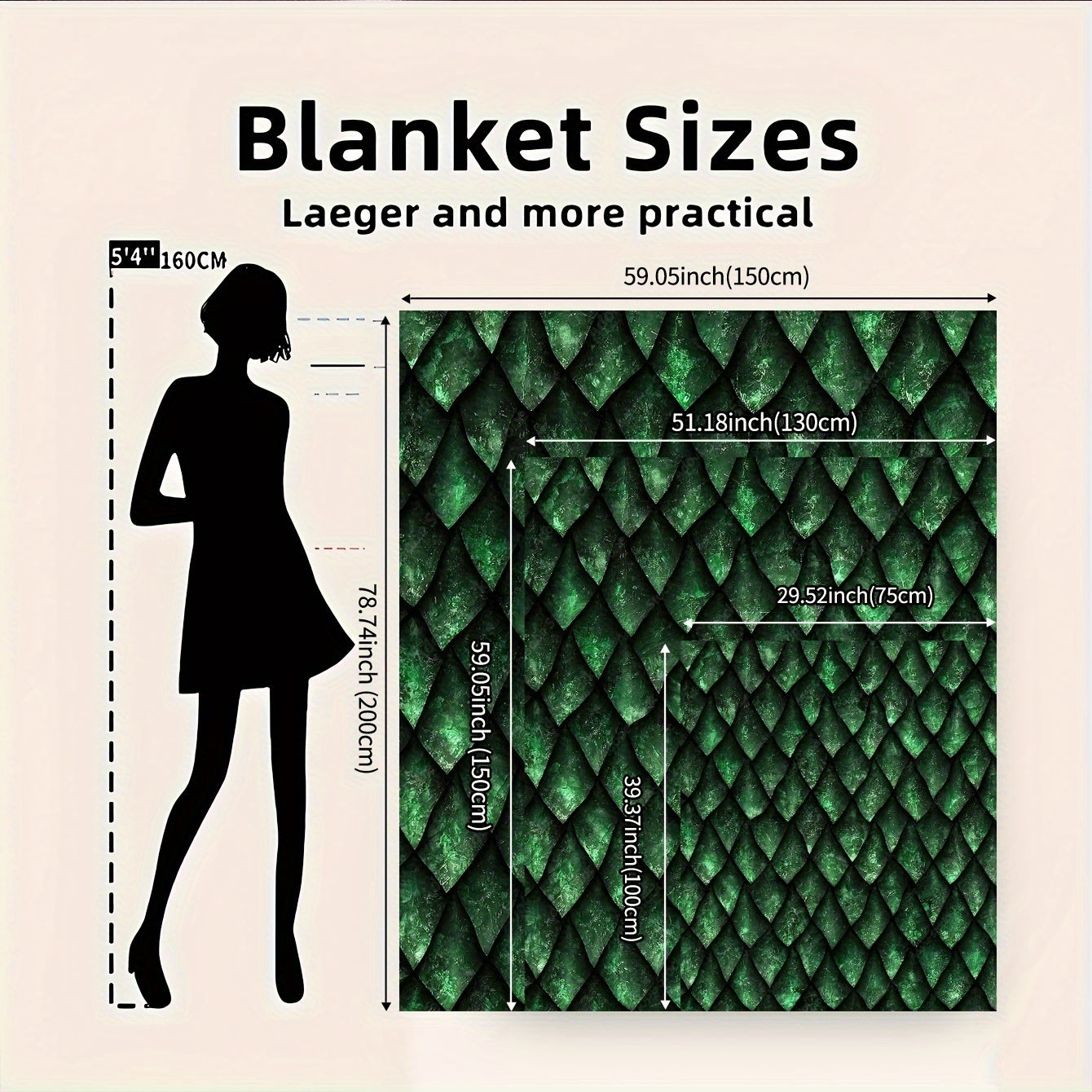 Green Dragon Print Flannel Throw Blanket Soft Cozy Versatile for Couch Bed Camping