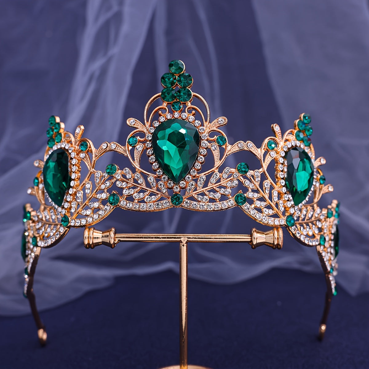 Baroque Style Crown Tiara with Rhinestones for Princesses and Queens Wedding Hair Accessory