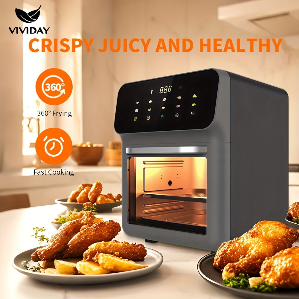 10-Layer Touchscreen Air Fryer Oven with Visible Window Multifunctional Oil-Free Low-Fat Electric European Standard Plug