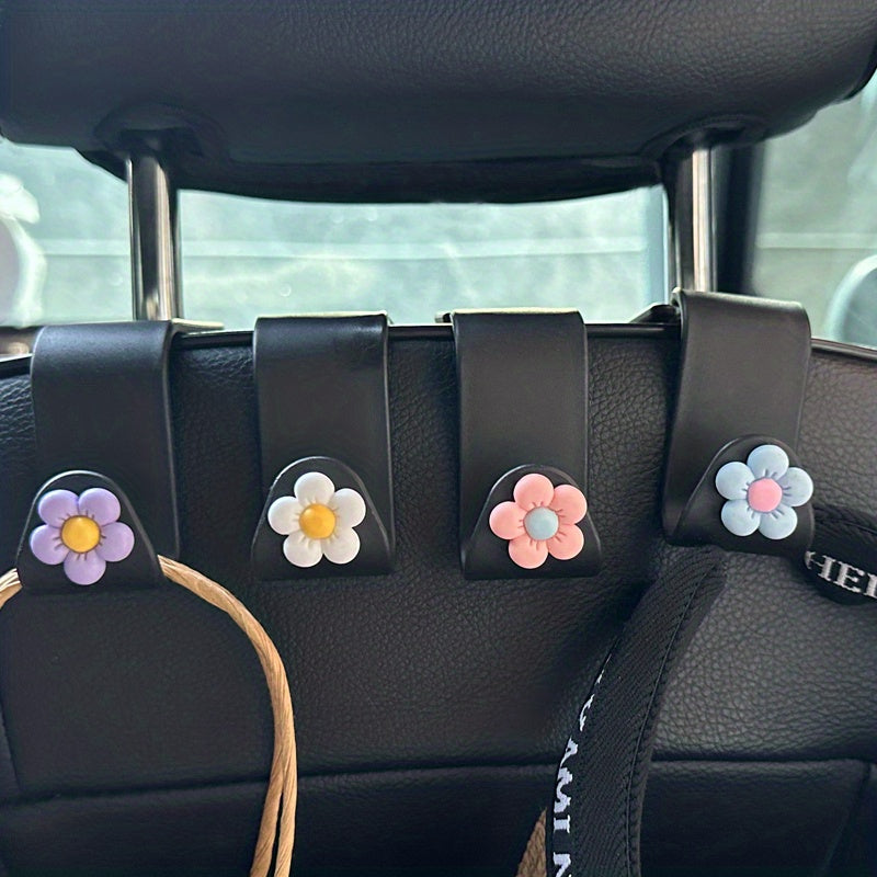 4pcs Car Hooks Multi-Function Backseat Organizer Durable ABS Bright Colors