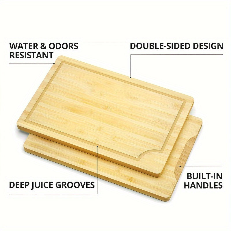 Wooden Cutting Boards Set with Juice Grooves and Serving Boards for Kitchen