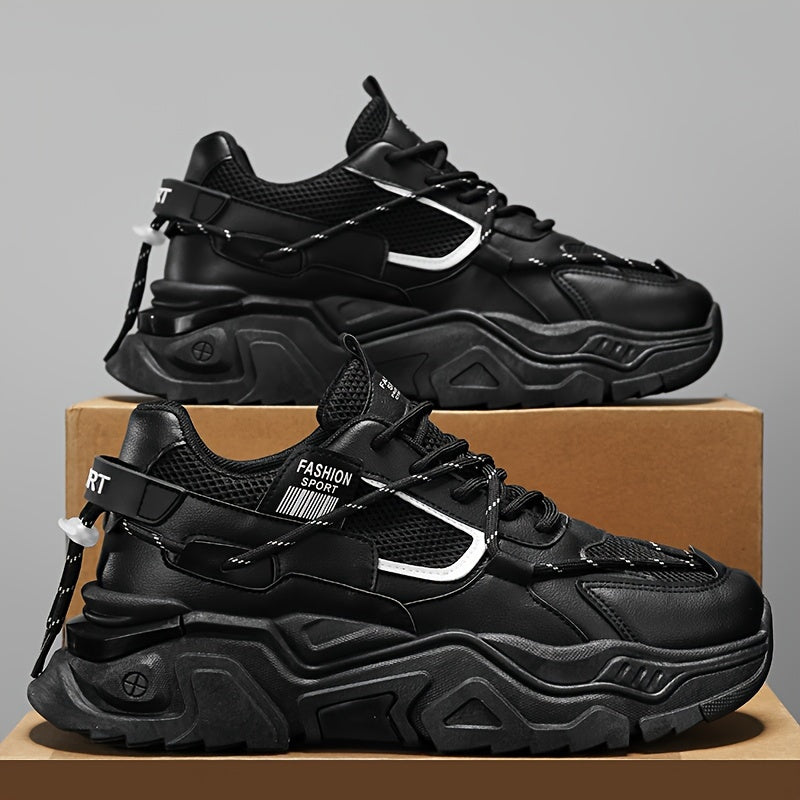 Erkaklar uchun zamonaviy shoelace platforma krossovkalari, nafas oladigan va kiyishga chidamli trening poyabzallari