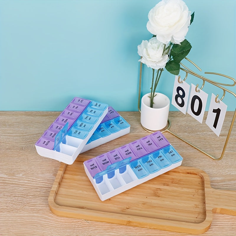 Large Capacity 7-Day Pill Organizer with Double-Row Design Portable Medicine Box