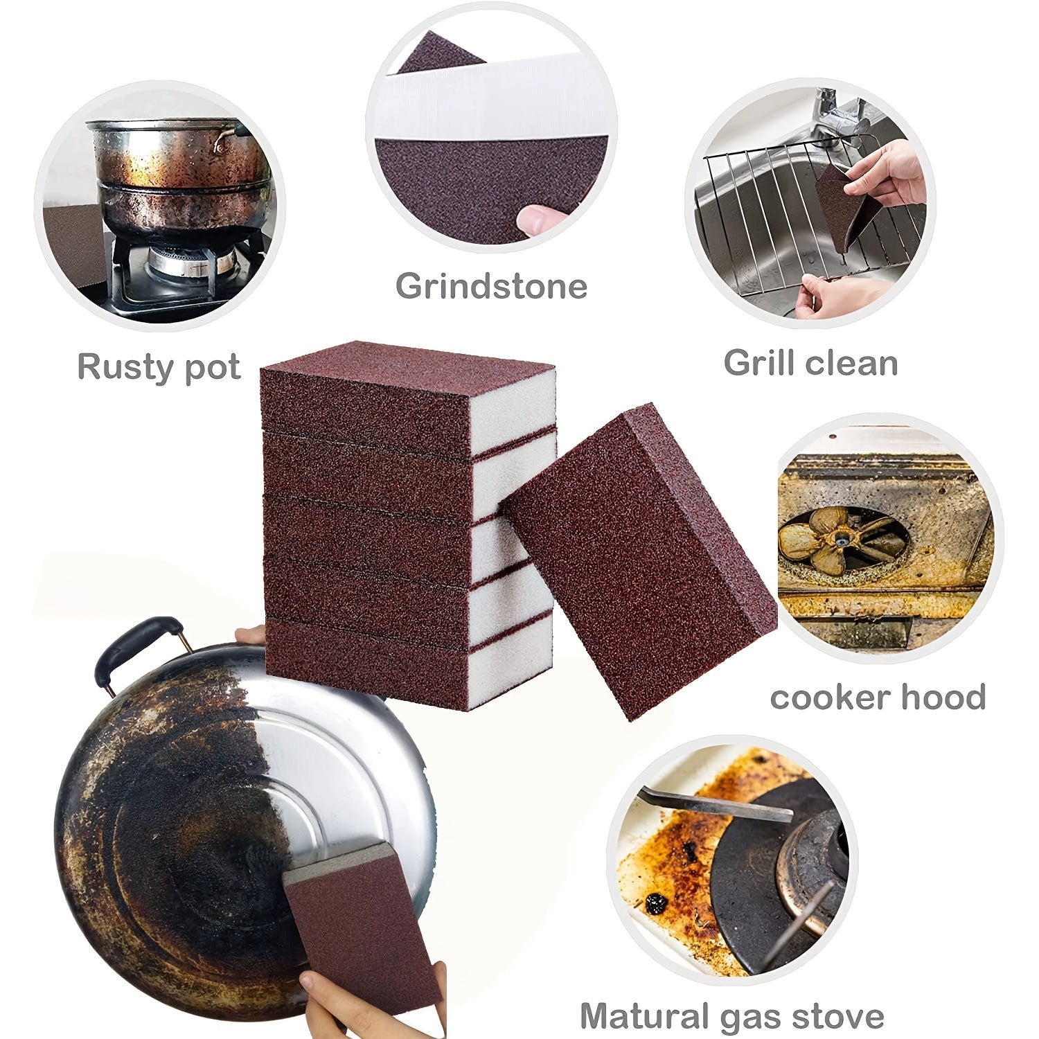 12 ta Emery Gubkasi To'plami - Rustni O'chirish va Pishirish Qozonlariga G'amxo'rlik Qilish uchun Qattiq Oshxona Tozalash Padlari, Nikel Qozonlar va Qozonlar uchun Mukammal, Zaruriy Uy Asboblari