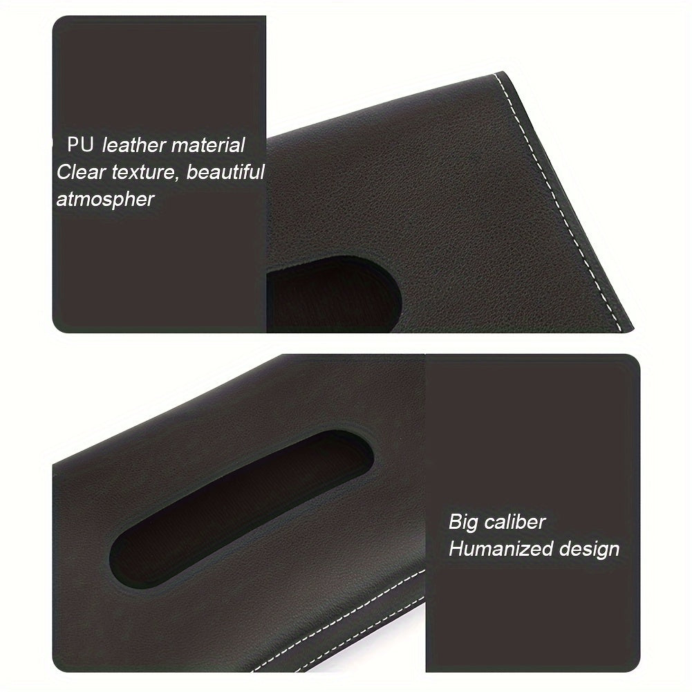 Organizador de caja de pañuelos para visor de sol de cuero PU para interior de coche