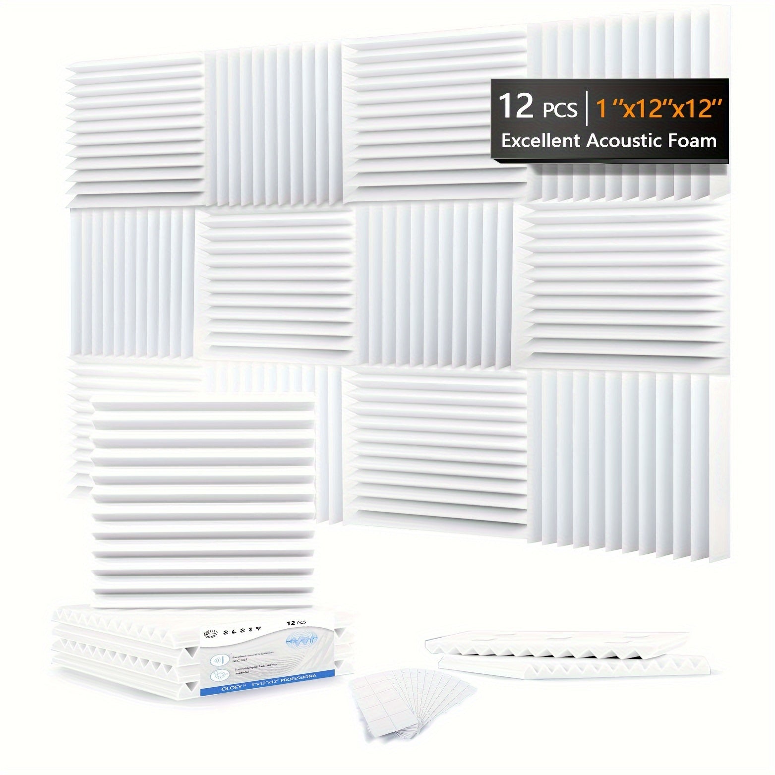 12 штук акустических панелей из пенопласта для снижения шума, звукоизоляции, белые, черные, серые, 30x30x2.5 см