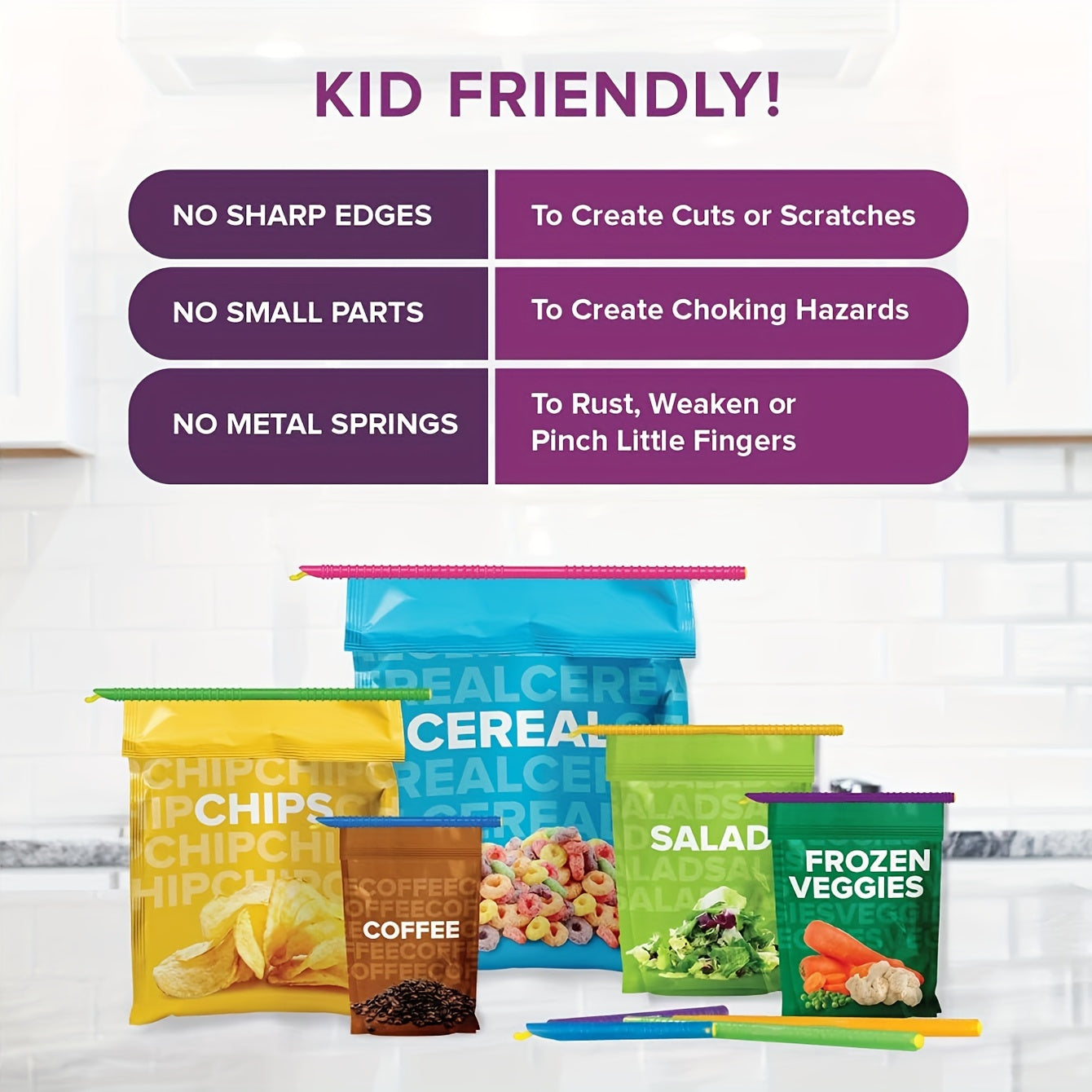 Пластиковые зажимы для хранения продуктов, герметичные, герметичные пакеты, многоразовые кухонные органайзеры, упаковка из 5, 8, 16 или 32