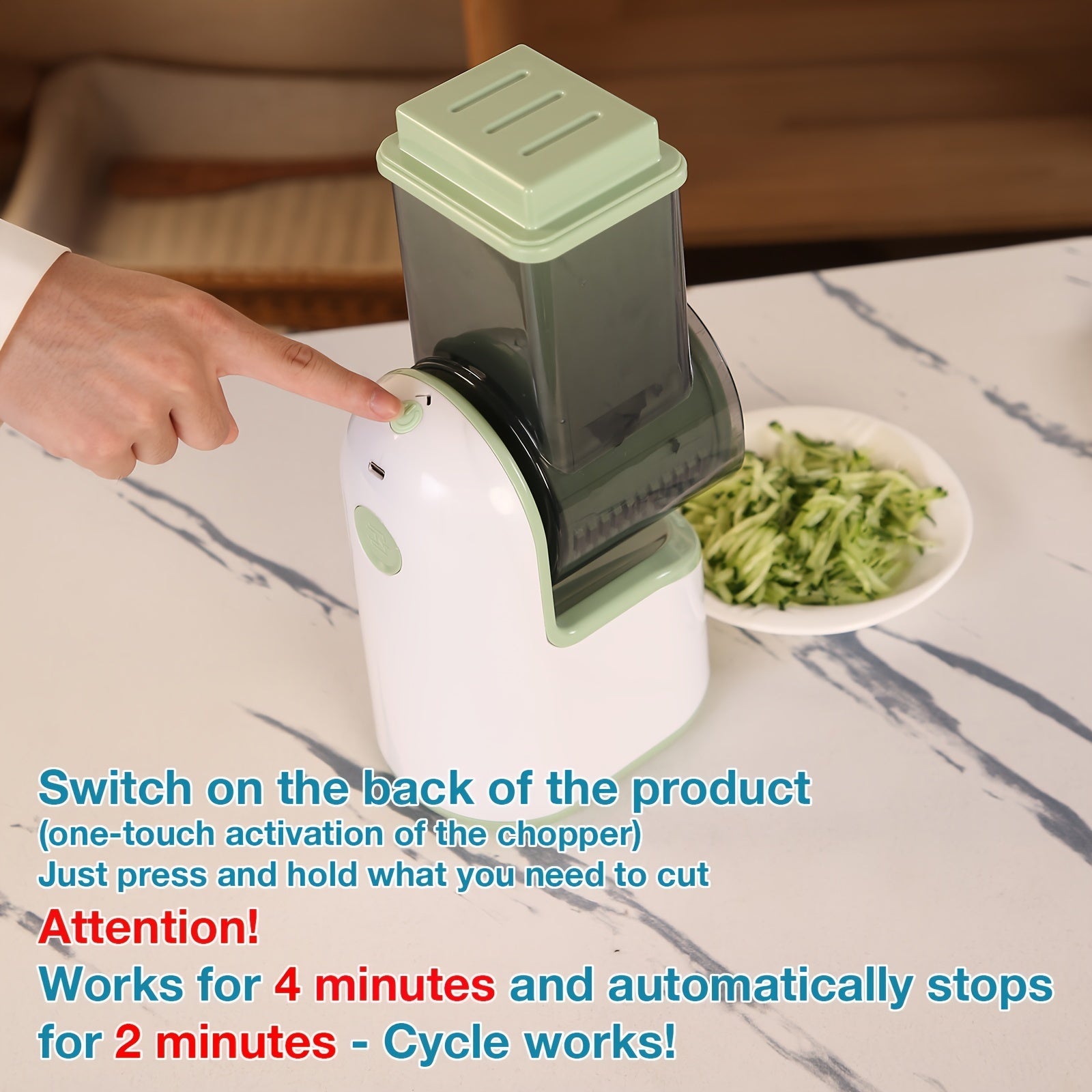 Electric Vegetable Cutter with 3 Blades USB Rechargeable Dicer and Slicer