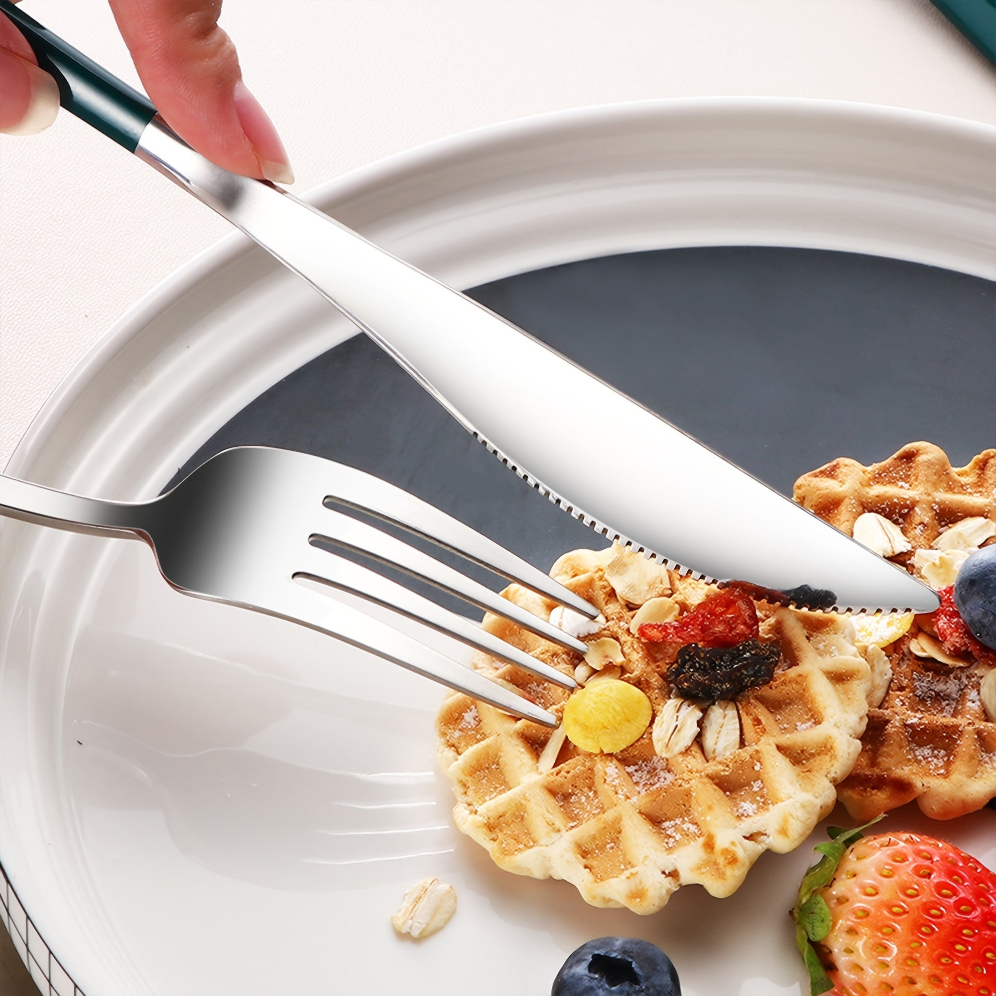 Stainless Steel Cutlery Set with Knife Fork Spoon and Chopsticks for Picnics Camping