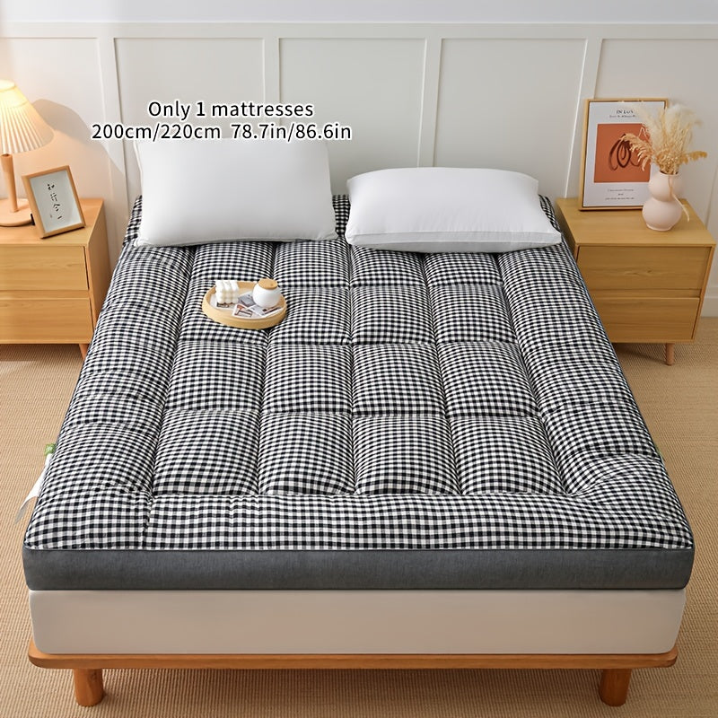 Black Polyester Mattress Topper 6-8cm Deep Pocket Stain-Resistant Washable