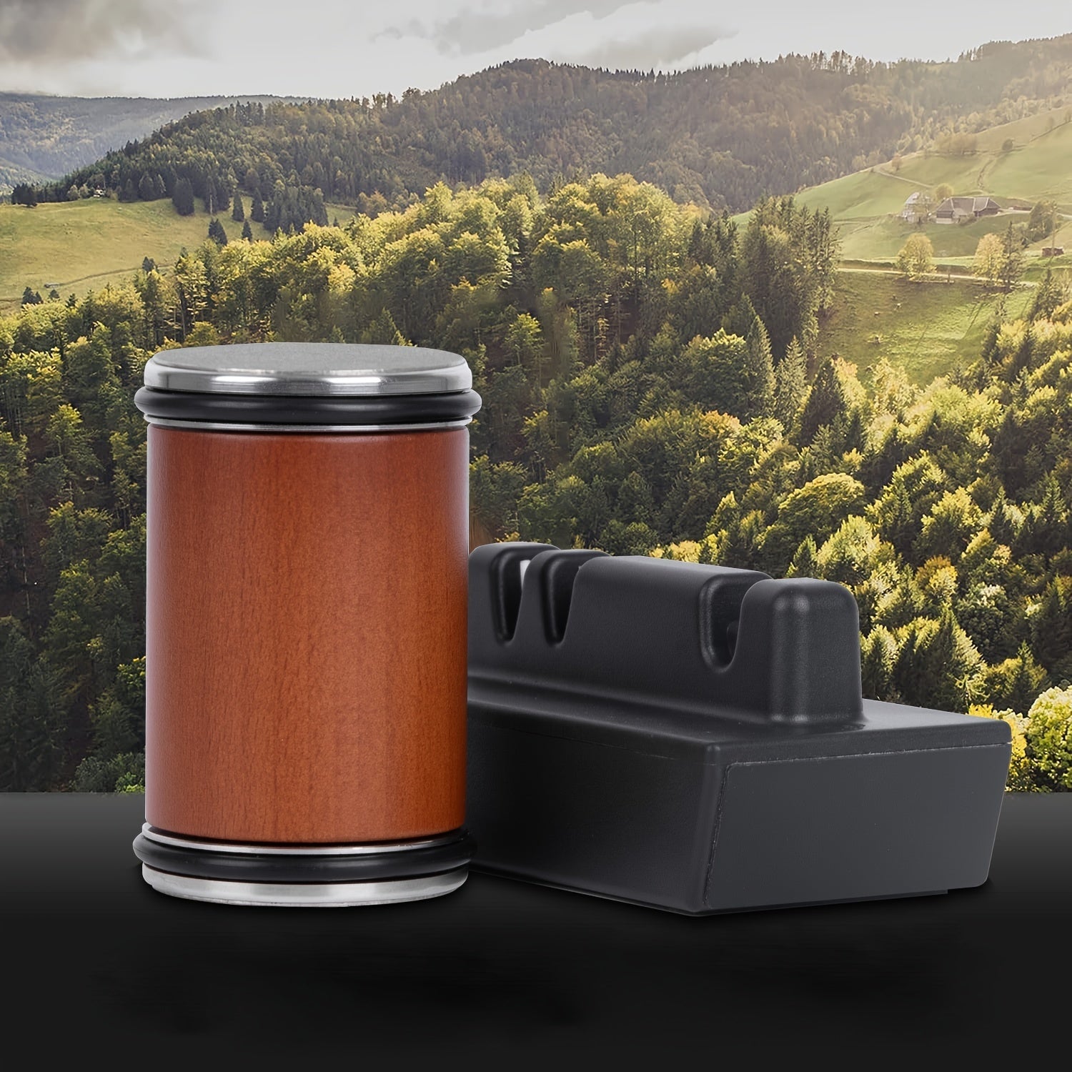 Wooden Manual Knife Sharpener Kit with Magnetic Angle Guide 15° 20° Non-Electric