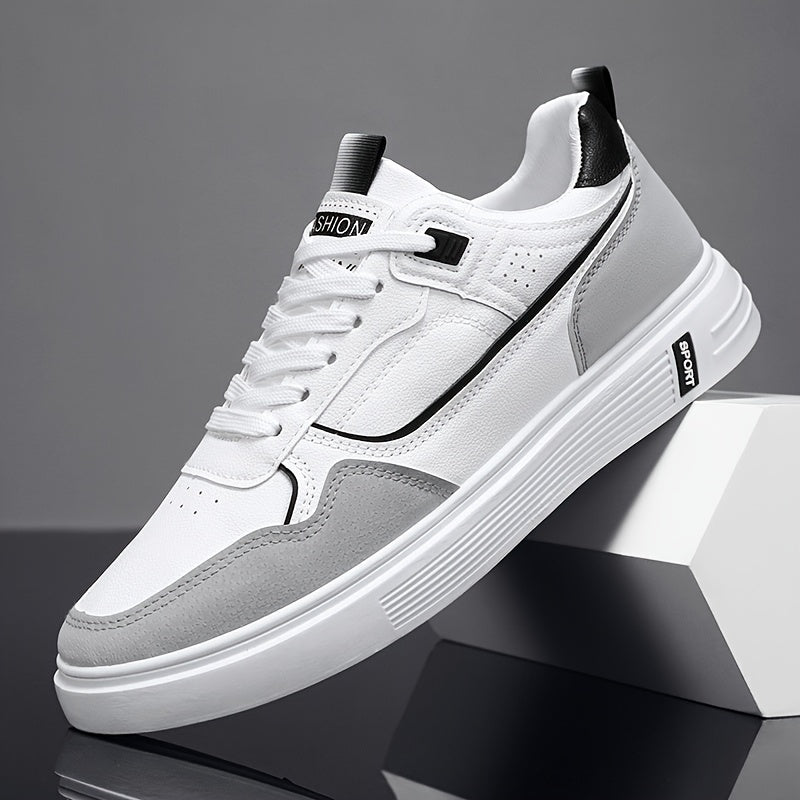 Men's White Casual Sports Sneakers Breathable PU Upper Fabric Lining PVC Sole All-Season