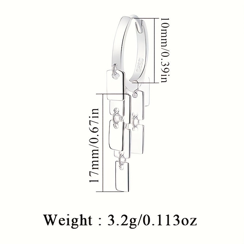 Zamonaviy 925 Sterling Silver Geometrik Kvadrat Poshakli Momoqlar, Sequin Aksentlari bilan - Har kuni yoki Maxsus Tadbirlar uchun Ideal
