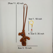 High-Quality Faux Leather Music Bear Keychain for Bags Phones Cars Gift
