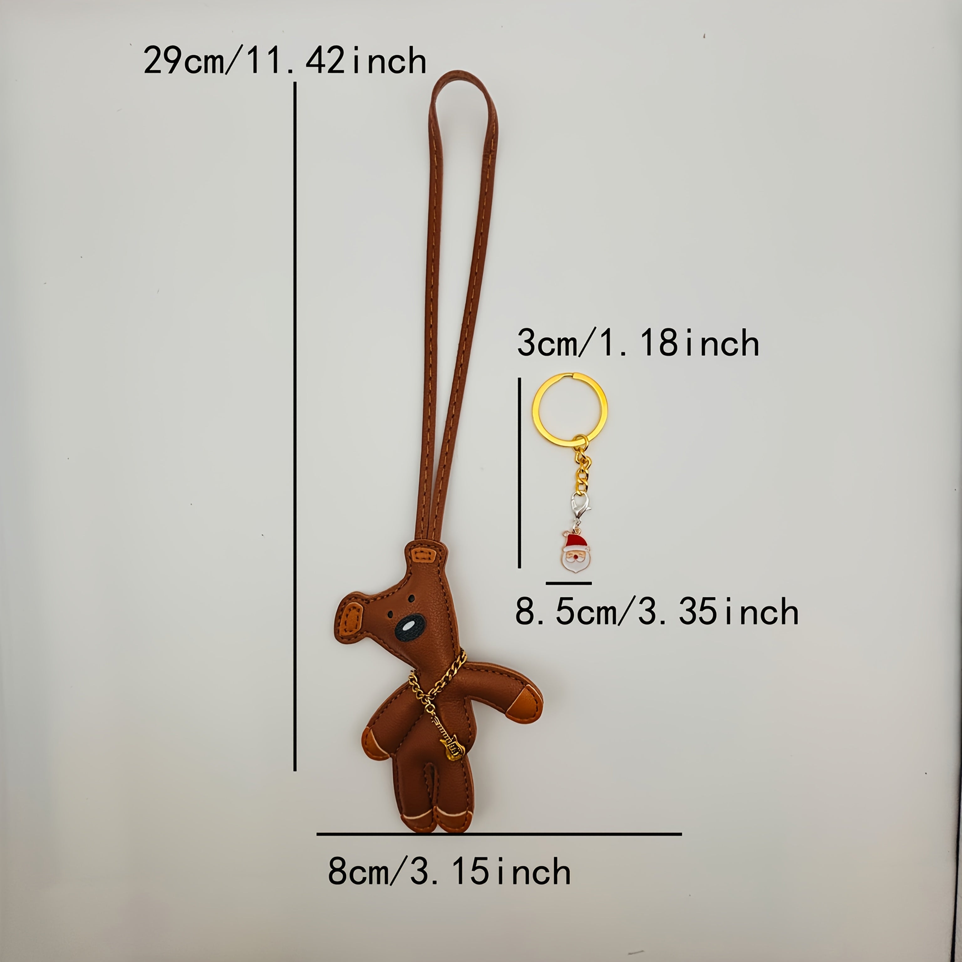 High-Quality Faux Leather Music Bear Keychain for Bags Phones Cars Gift
