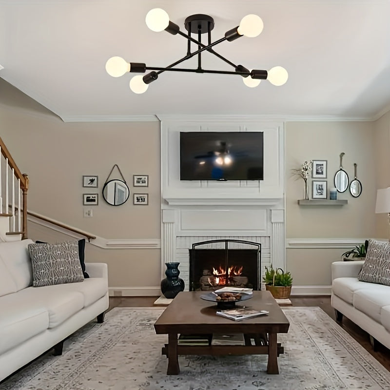 6/8-Head Metal Chandelier Industrial Style Ceiling Light Fixture for Bedroom Kitchen Living Room