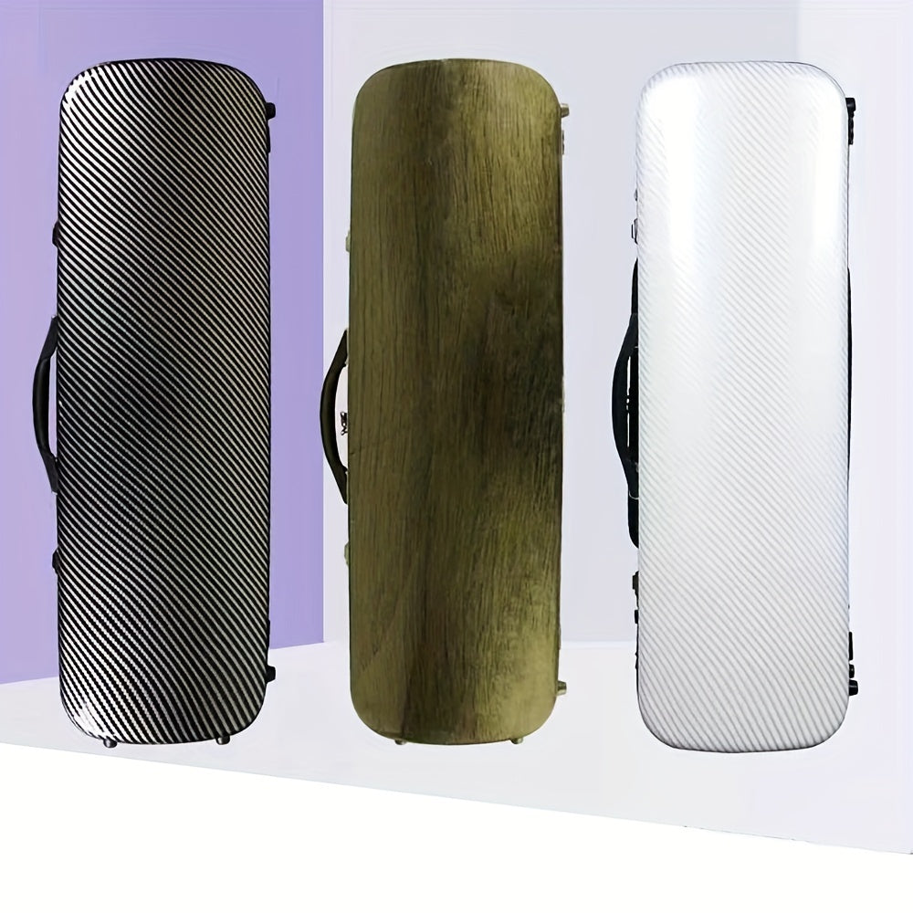 Estuche para violín de fibra de carbono ultraligero, impermeable, resistente al desgaste, con cerradura y higrómetro