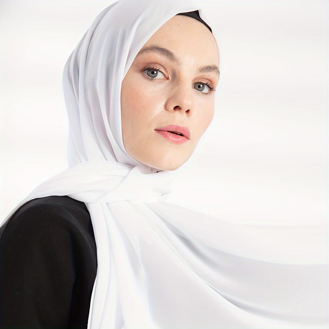 Ayollarning nafas oladigan chiffon hijabi, toza marjon bezaklari, Ramazon uchun qulay