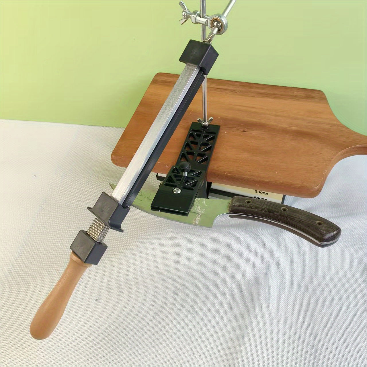 Manual Knife Sharpener with Adjustable Angle and Multi-Grit Surface for Kitchen Knives