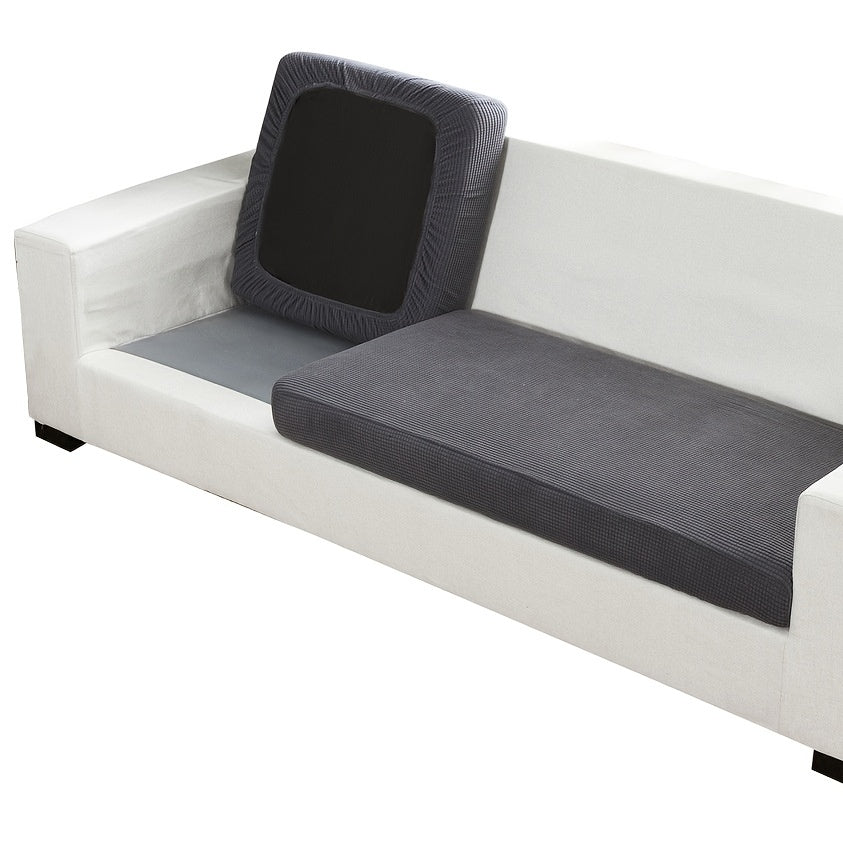 Stretchable Washable Polar Fleece Sofa Protector with Removable Jacquard Cushion Cover