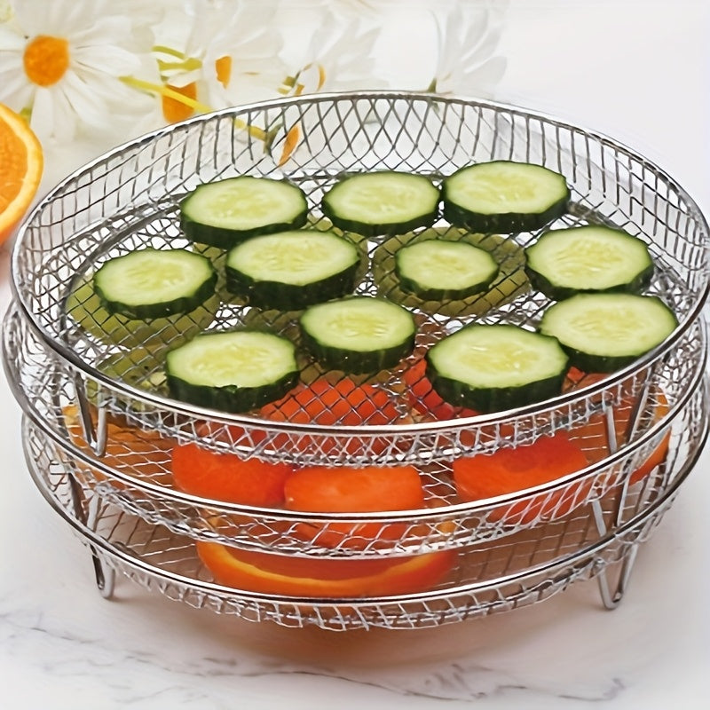 Rejilla redonda de 3 niveles para freidora de aire de acero inoxidable