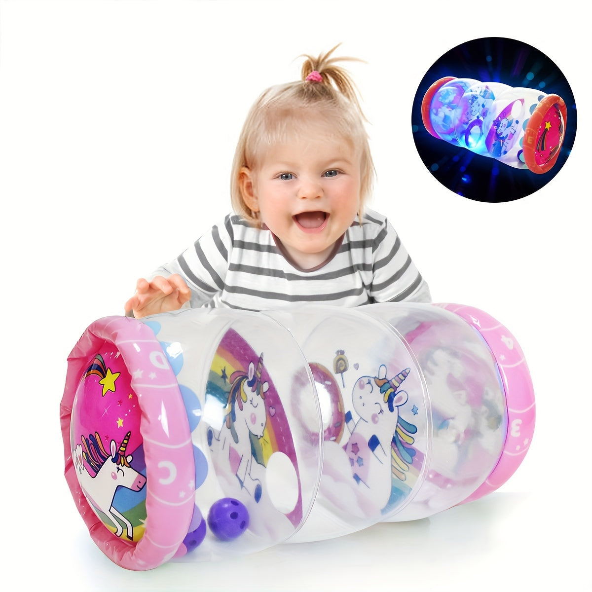 Multicolor PVC Glow Crawling Toy for Kids with Rattle and Ball for Early Development