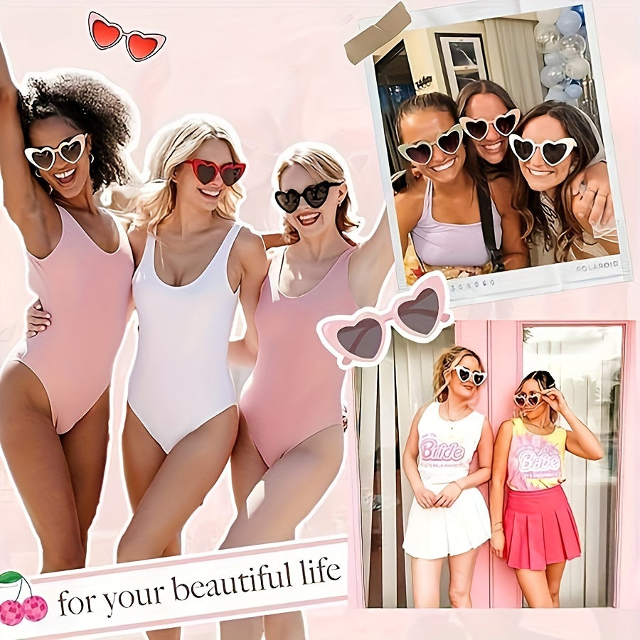 Set of 18 Bridesmaid Hair Scrunchies and Flower Hair Claws with Heart Glasses Wedding Accessories