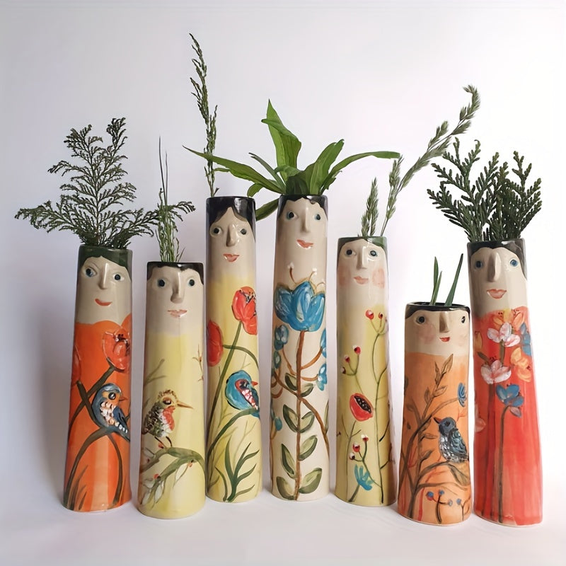 Handmade Boho Face Vases for Farmhouse and Home Decor