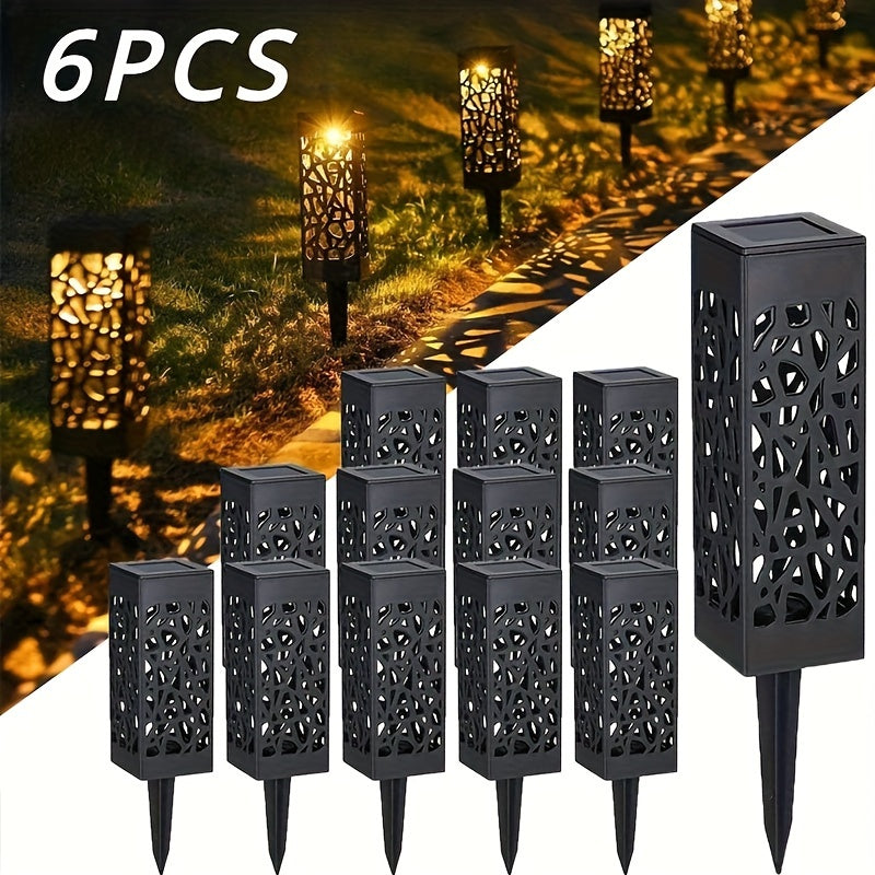 6-Pack Solar Path Lights LED Landscape Lighting Low-Voltage Detachable Plastic Lamp Shades