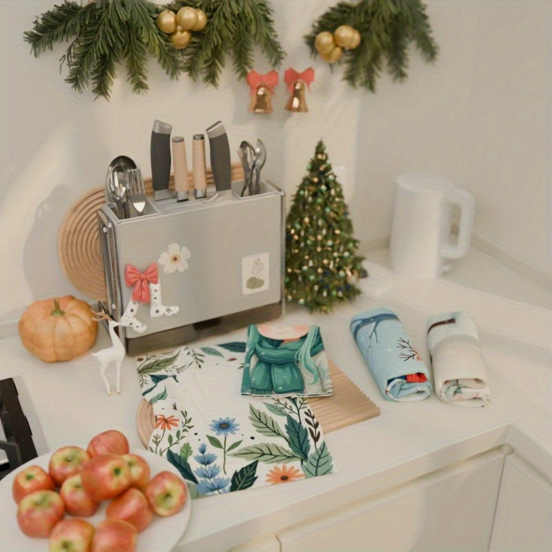 Set of 4 Snowflake Deer Wall Decals 18x66 cm Winter Holiday Decor