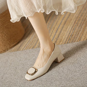 Women's Sequin Embellished Square Toe Slip-On Pumps, All-Season Block Heel