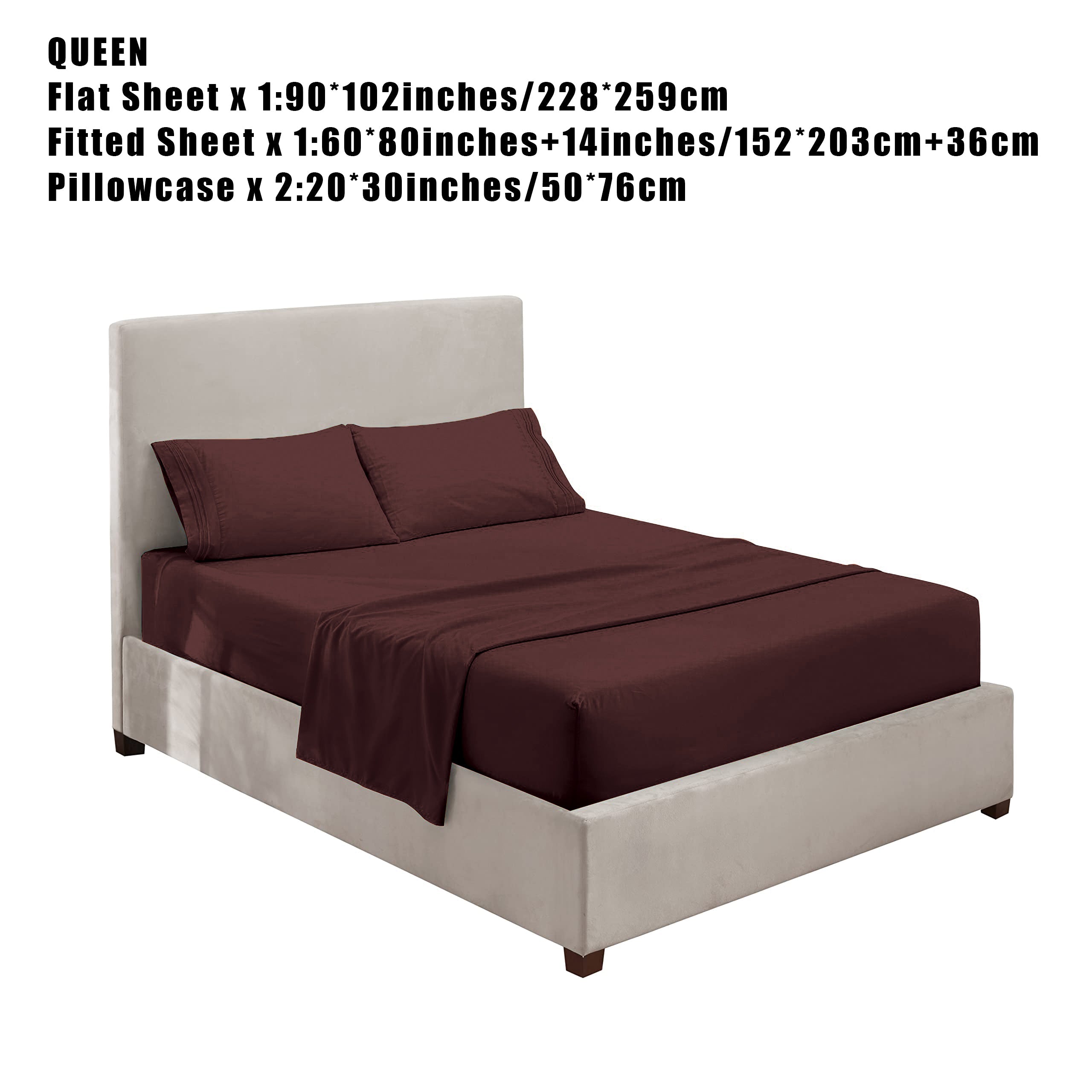 Вышитый комплект постельного белья тёмно-коричневого цвета, 4 предмета, полиэстер, всесезонный, дышащий