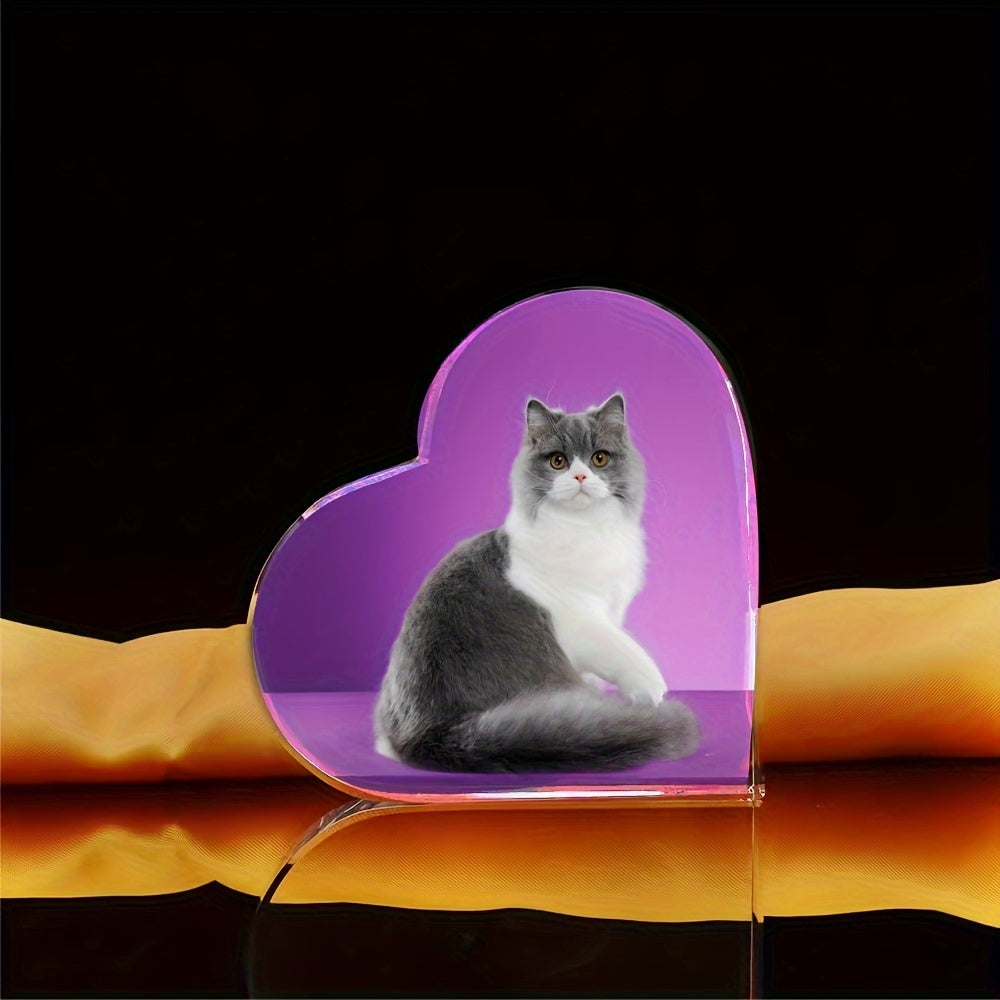 Индивидуальная фоторамка с кристальным сердцем и гравировкой для свадеб и дней рождения