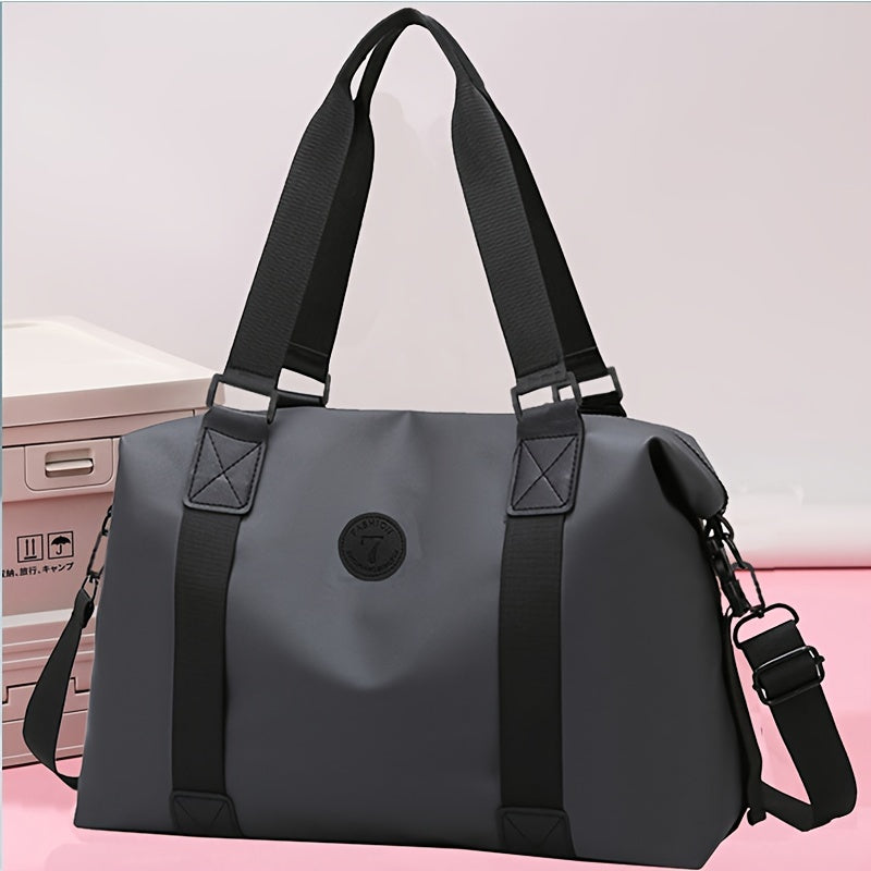 Ayollar uchun khaki rangidagi nylon sayohat sumkasi, katta sig'imli, kengaytiriladigan tutqichi va tasodifiy uslubi bilan.