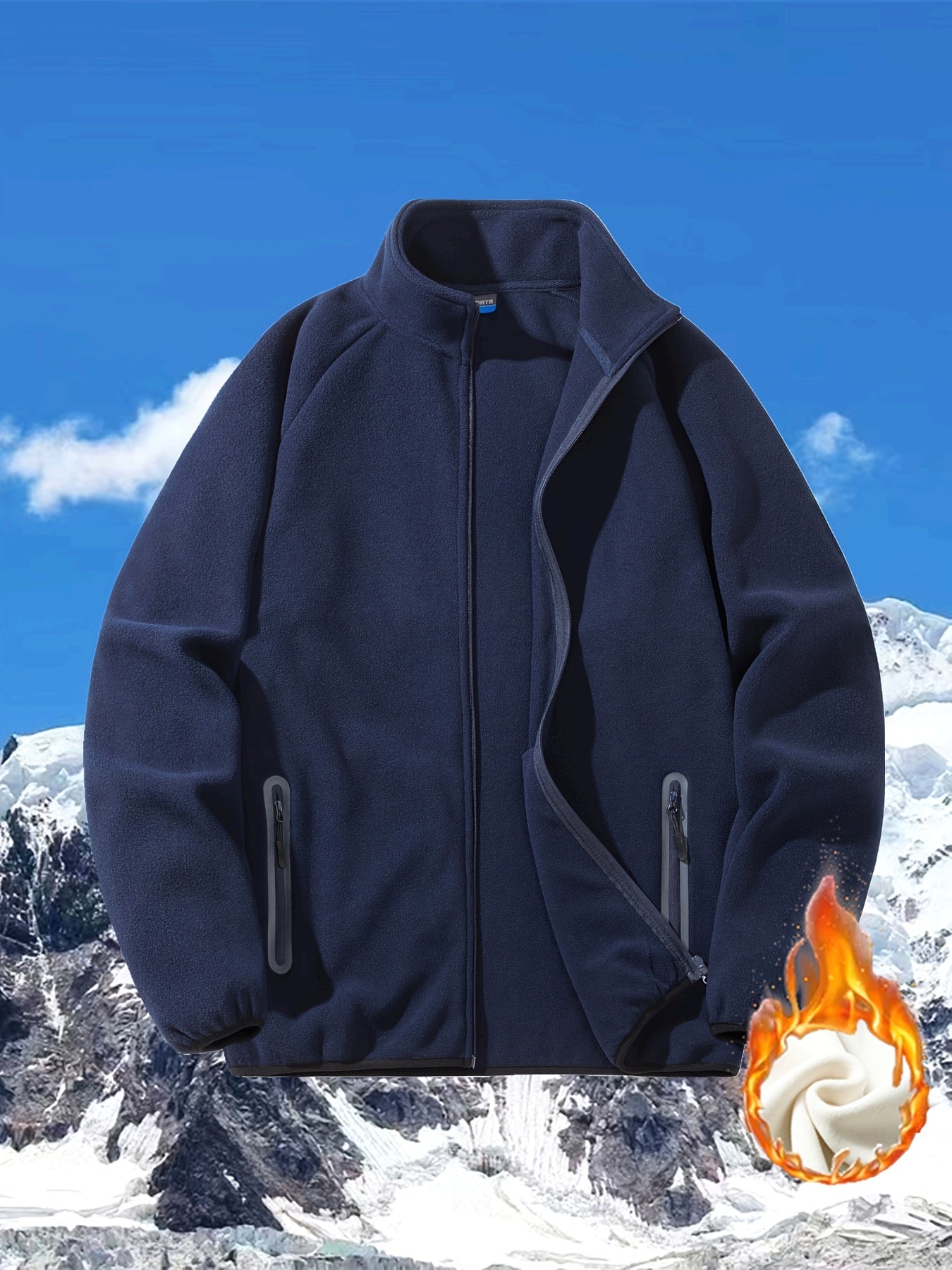 Plus Size Women's Fleece Jacket Polyester Sports Stand Collar Pockets