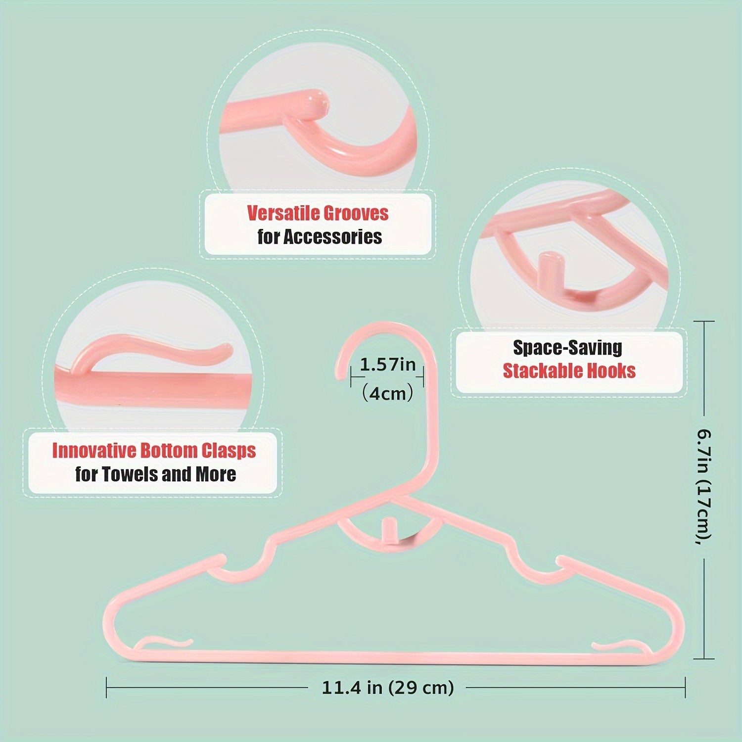 60/100 Piezas de perchas de plástico coloridas para organización de armario, apilables, antideslizantes, con hombros